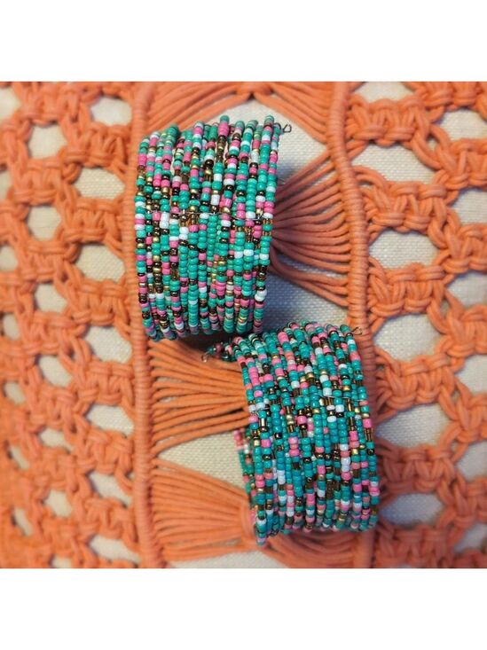 Jewelry - Set Of Tropical Seed Bead Cuff Bracelets